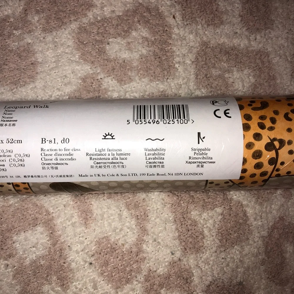 New Anthropologie Home Decor Cole & Son Leopard Oyster Wallpaper